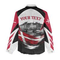 Personalized Denmark Viking Heritage Women Casual Shirt Nordic Nyhavn Cityscape With Grunge Flag And Longship Art