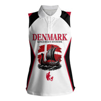 Personalized Denmark Viking Heritage Women Sleeveless Polo Shirt Nordic Nyhavn Cityscape With Grunge Flag And Longship Art