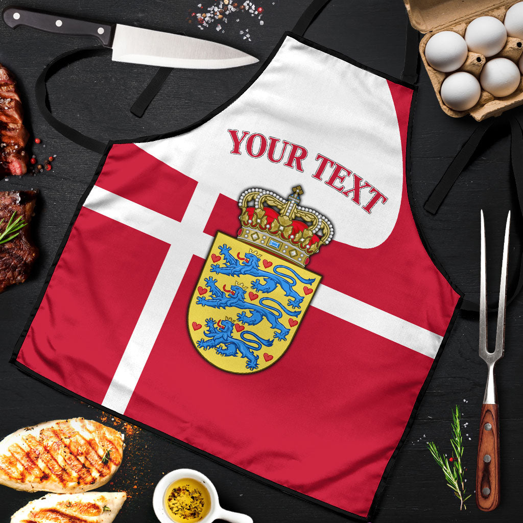 Personalized Denmark Coat Of Arms Apron Danish Flag Heritage Graphic With Crown Symbolism