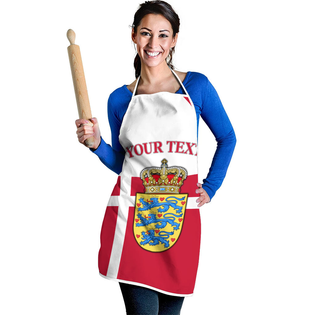 Personalized Denmark Coat Of Arms Apron Danish Flag Heritage Graphic With Crown Symbolism