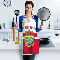Personalized Denmark Coat Of Arms Apron Danish Flag Heritage Graphic With Crown Symbolism
