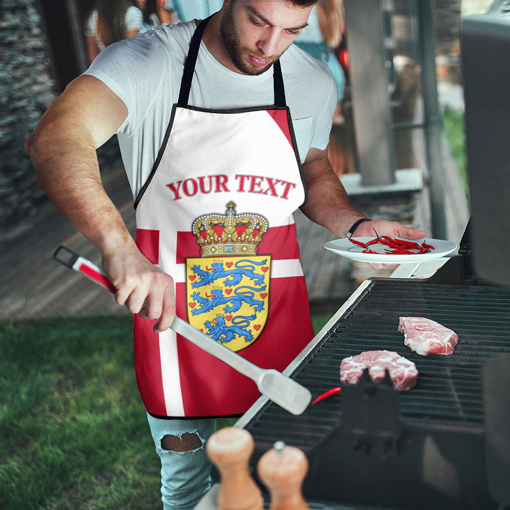 Personalized Denmark Coat Of Arms Apron Danish Flag Heritage Graphic With Crown Symbolism
