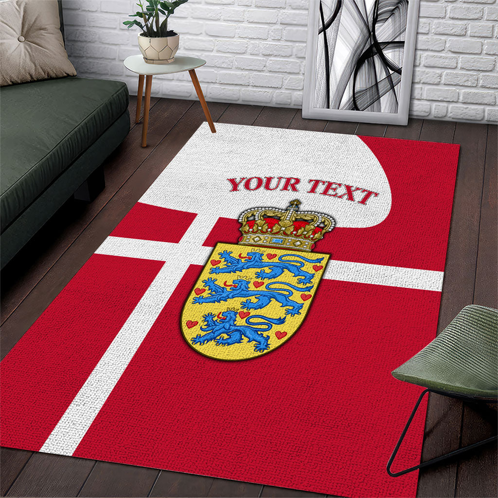 Personalized Denmark Coat Of Arms Area Rug Danish Flag Heritage Graphic With Crown Symbolism