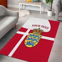 Personalized Denmark Coat Of Arms Area Rug Danish Flag Heritage Graphic With Crown Symbolism