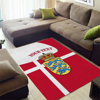 Personalized Denmark Coat Of Arms Area Rug Danish Flag Heritage Graphic With Crown Symbolism