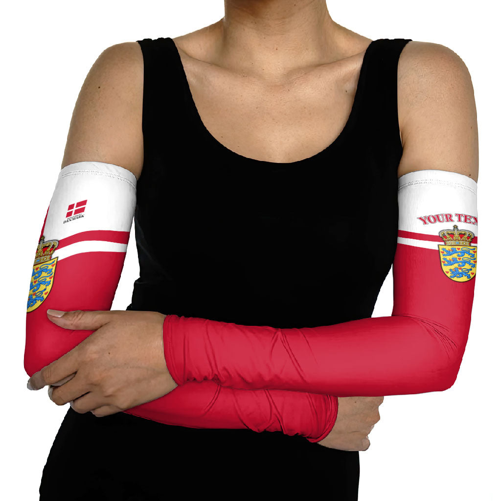 Personalized Denmark Coat Of Arms Arm Sleeves Danish Flag Heritage Graphic With Crown Symbolism