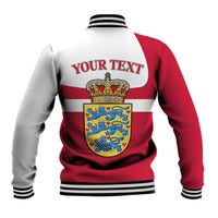 Personalized Denmark Coat Of Arms Baseball Jacket Danish Flag Heritage Graphic With Crown Symbolism