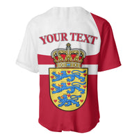 Personalized Denmark Coat Of Arms Baseball Jersey Danish Flag Heritage Graphic With Crown Symbolism
