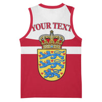 Personalized Denmark Coat Of Arms Basketball Jersey Danish Flag Heritage Graphic With Crown Symbolism