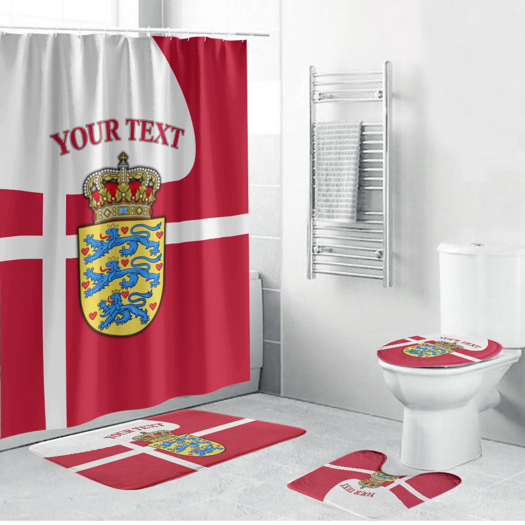 Personalized Denmark Coat Of Arms Bathroom Set Danish Flag Heritage Graphic With Crown Symbolism