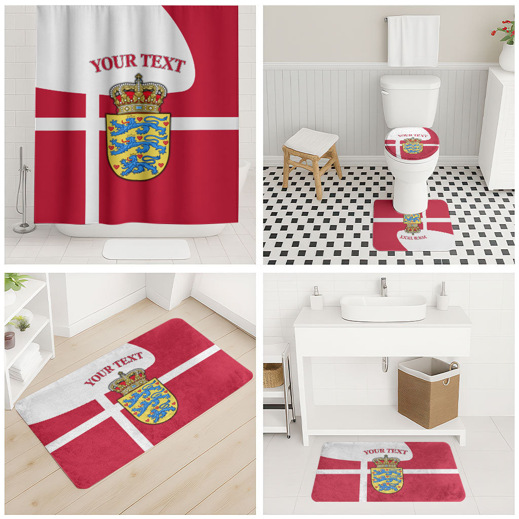 Personalized Denmark Coat Of Arms Bathroom Set Danish Flag Heritage Graphic With Crown Symbolism