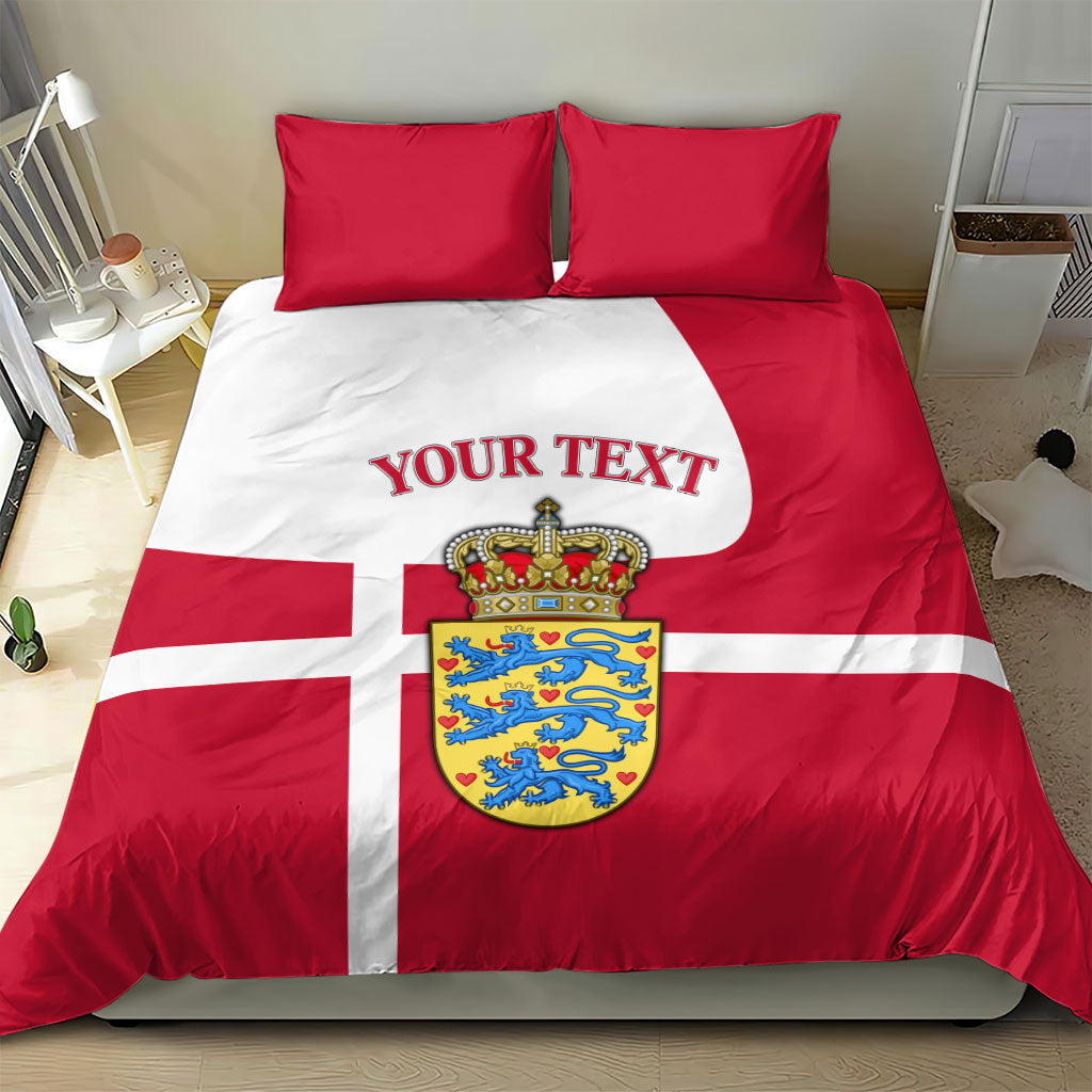 Personalized Denmark Coat Of Arms Bedding Set Danish Flag Heritage Graphic With Crown Symbolism