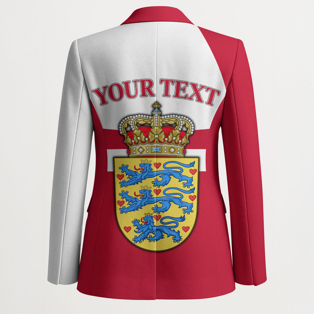Personalized Denmark Coat Of Arms Blazer Danish Flag Heritage Graphic With Crown Symbolism