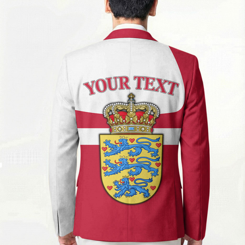 Personalized Denmark Coat Of Arms Blazer Danish Flag Heritage Graphic With Crown Symbolism