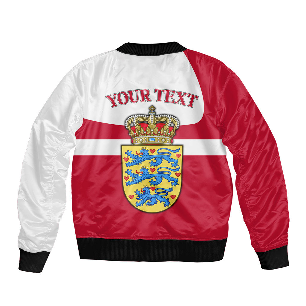 Personalized Denmark Coat Of Arms Bomber Jacket Danish Flag Heritage Graphic With Crown Symbolism