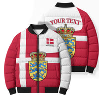 Personalized Denmark Coat Of Arms Bomber Puffer Jacket Danish Flag Heritage Graphic With Crown Symbolism