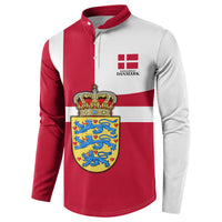 Personalized Denmark Coat Of Arms Button Sweatshirt Danish Flag Heritage Graphic With Crown Symbolism