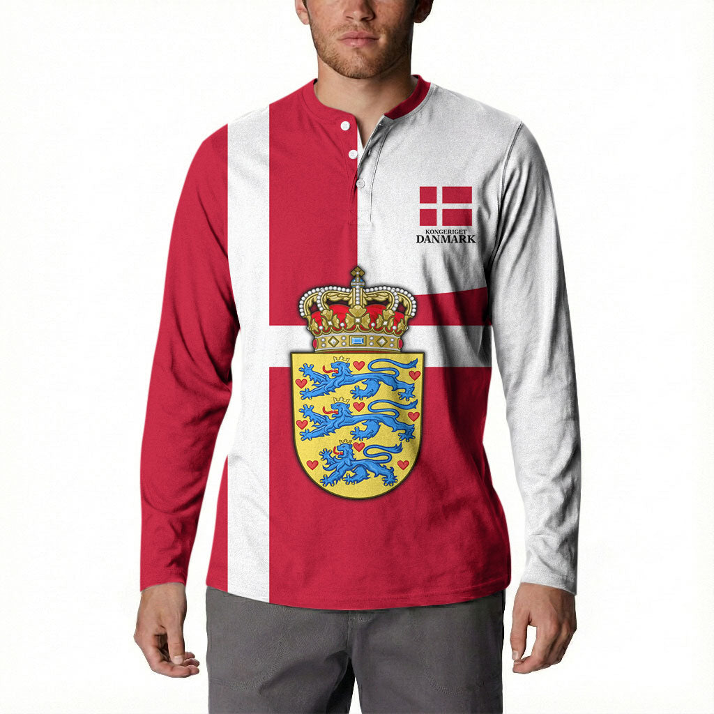 Personalized Denmark Coat Of Arms Button Sweatshirt Danish Flag Heritage Graphic With Crown Symbolism