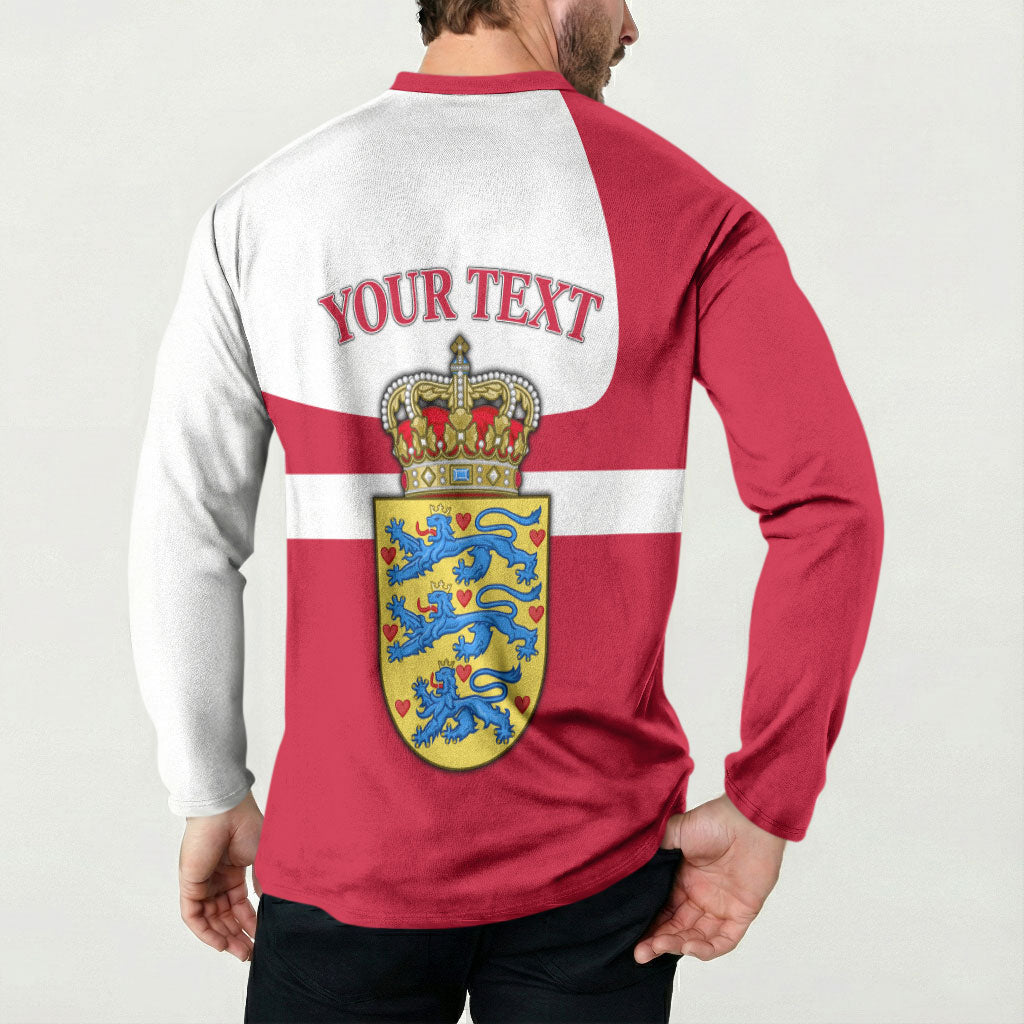 Personalized Denmark Coat Of Arms Button Sweatshirt Danish Flag Heritage Graphic With Crown Symbolism