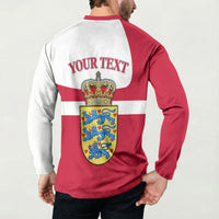 Personalized Denmark Coat Of Arms Button Sweatshirt Danish Flag Heritage Graphic With Crown Symbolism