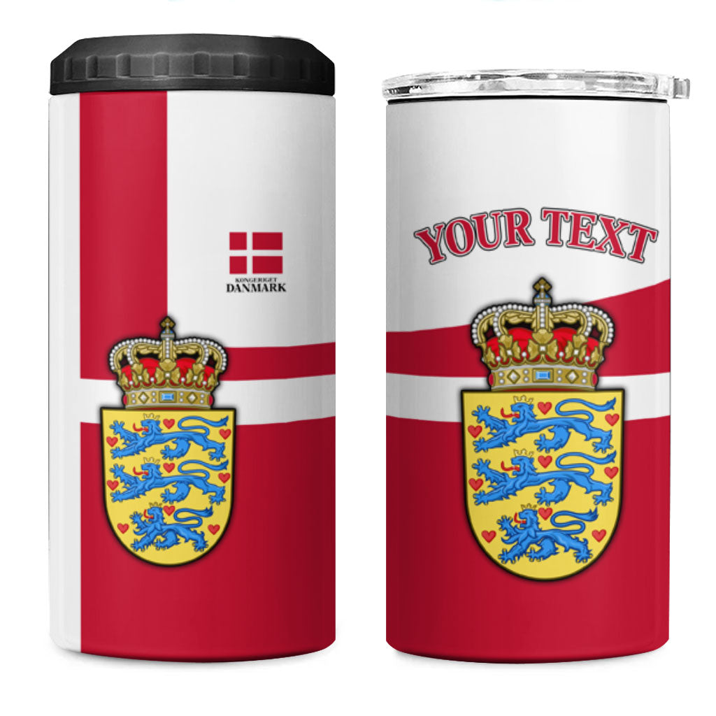 Personalized Denmark Coat Of Arms 4 in 1 Can Cooler Tumbler Danish Flag Heritage Graphic With Crown Symbolism