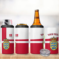 Personalized Denmark Coat Of Arms 4 in 1 Can Cooler Tumbler Danish Flag Heritage Graphic With Crown Symbolism