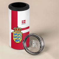 Personalized Denmark Coat Of Arms 4 in 1 Can Cooler Tumbler Danish Flag Heritage Graphic With Crown Symbolism