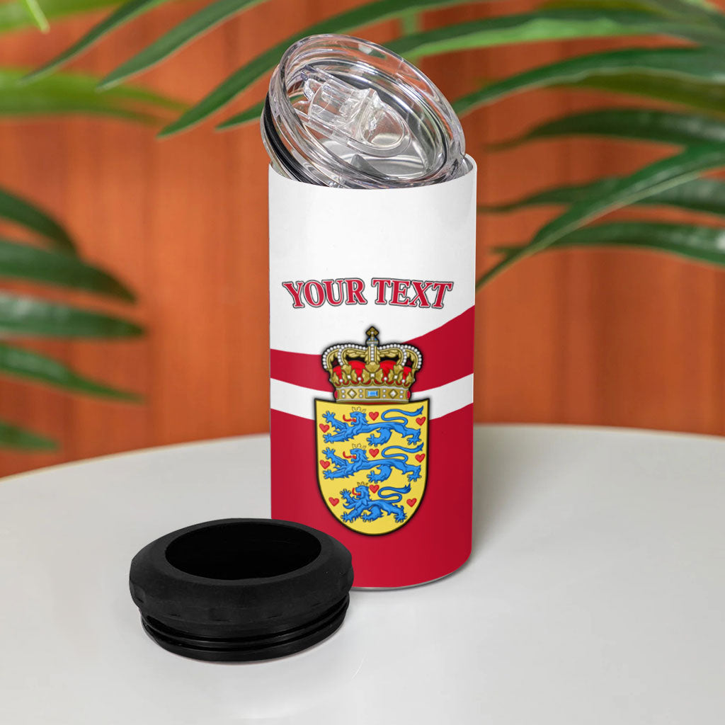 Personalized Denmark Coat Of Arms 4 in 1 Can Cooler Tumbler Danish Flag Heritage Graphic With Crown Symbolism