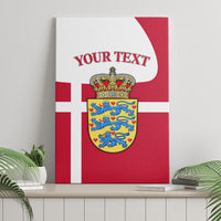 Personalized Denmark Coat Of Arms Canvas Wall Art Danish Flag Heritage Graphic With Crown Symbolism