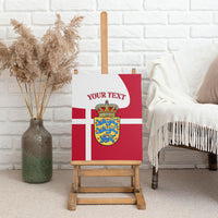 Personalized Denmark Coat Of Arms Canvas Wall Art Danish Flag Heritage Graphic With Crown Symbolism