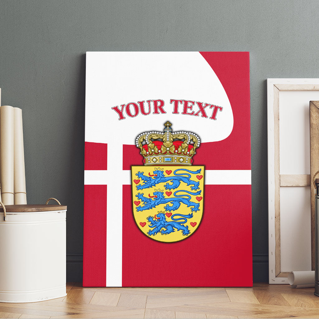 Personalized Denmark Coat Of Arms Canvas Wall Art Danish Flag Heritage Graphic With Crown Symbolism