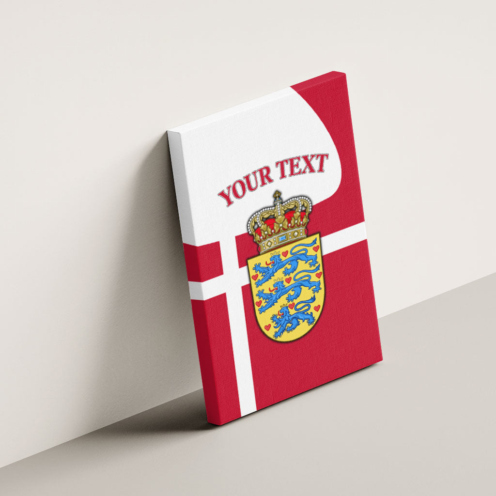 Personalized Denmark Coat Of Arms Canvas Wall Art Danish Flag Heritage Graphic With Crown Symbolism
