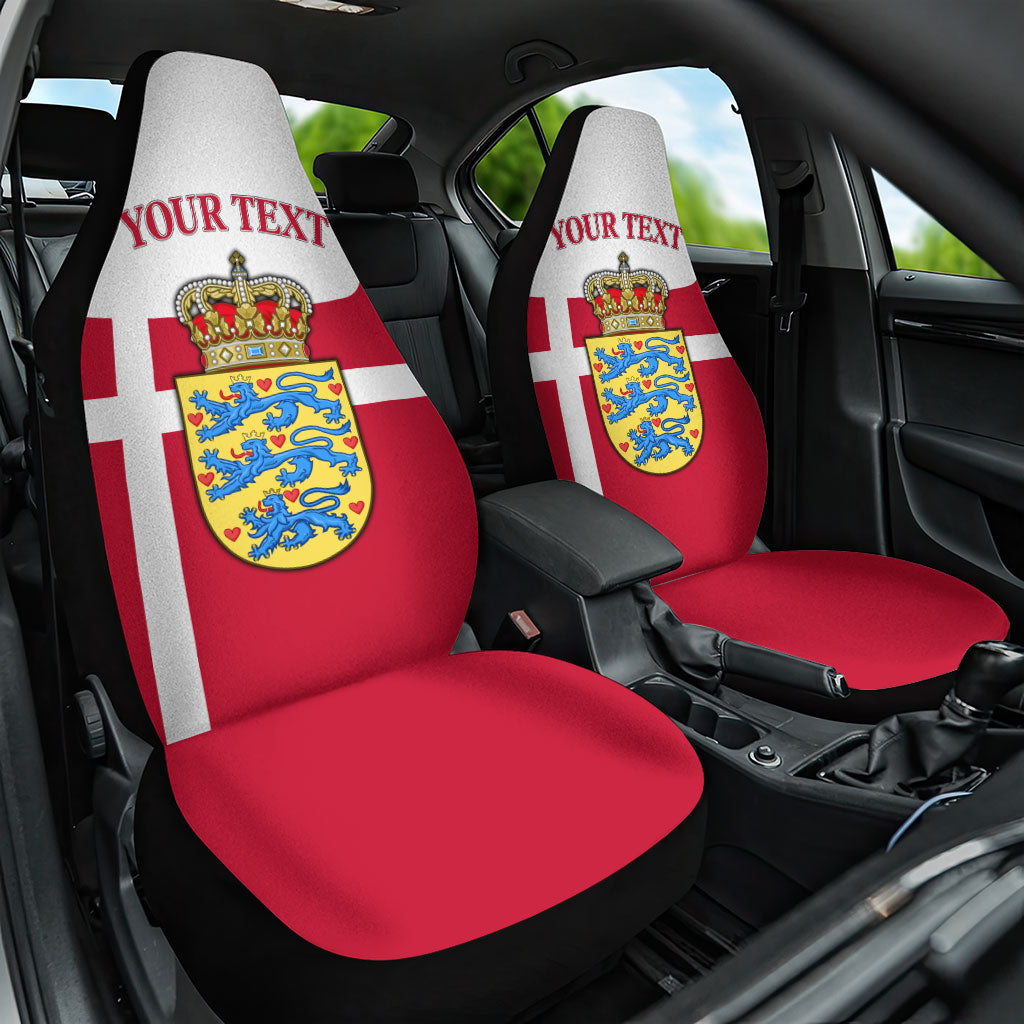 Personalized Denmark Coat Of Arms Car Seat Cover Danish Flag Heritage Graphic With Crown Symbolism