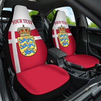 Personalized Denmark Coat Of Arms Car Seat Cover Danish Flag Heritage Graphic With Crown Symbolism