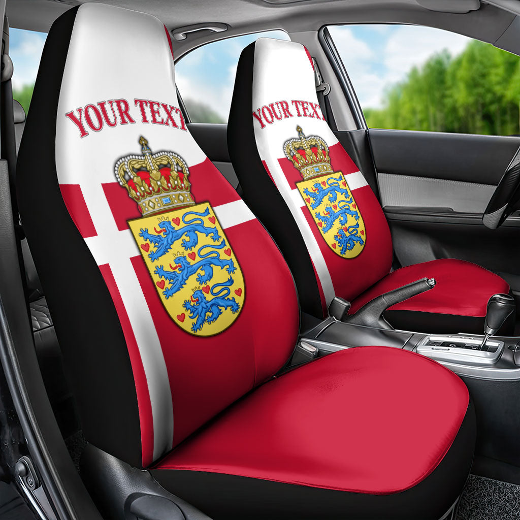 Personalized Denmark Coat Of Arms Car Seat Cover Danish Flag Heritage Graphic With Crown Symbolism