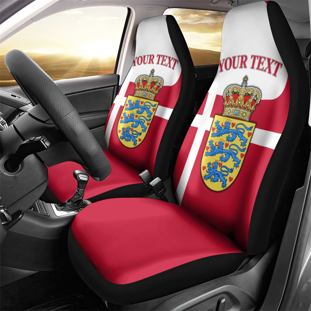 Personalized Denmark Coat Of Arms Car Seat Cover Danish Flag Heritage Graphic With Crown Symbolism