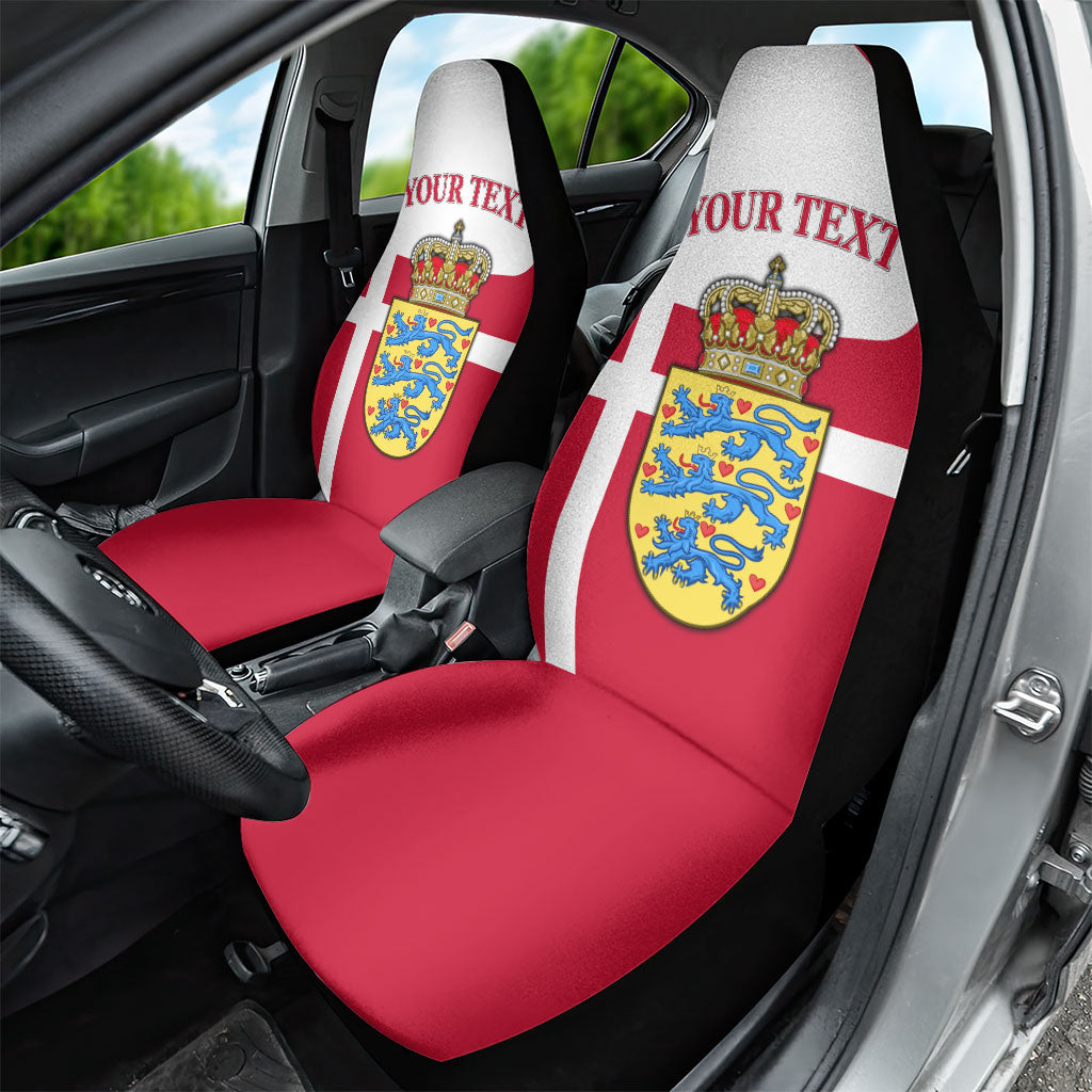 Personalized Denmark Coat Of Arms Car Seat Cover Danish Flag Heritage Graphic With Crown Symbolism