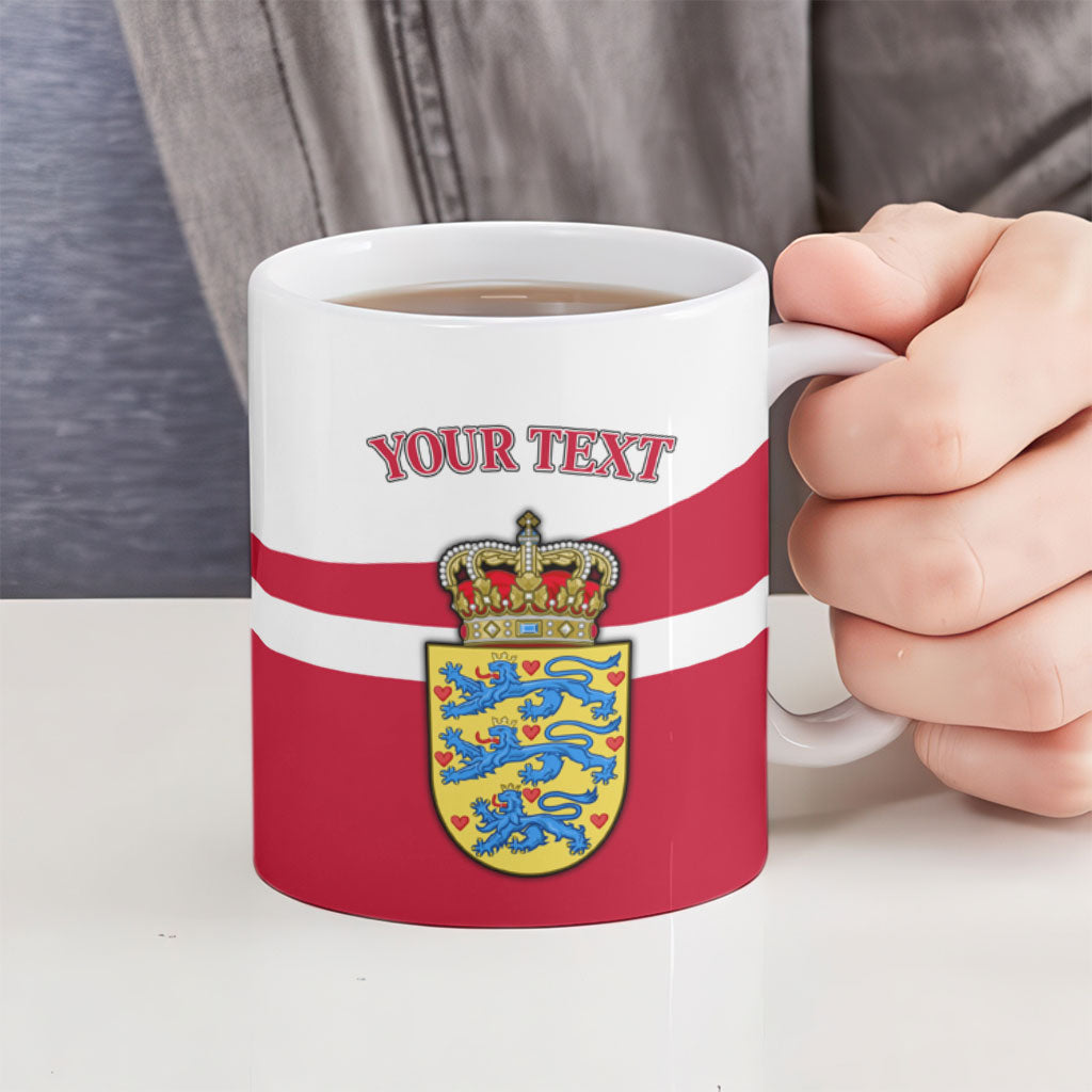 Personalized Denmark Coat Of Arms Ceramic Mug Danish Flag Heritage Graphic With Crown Symbolism