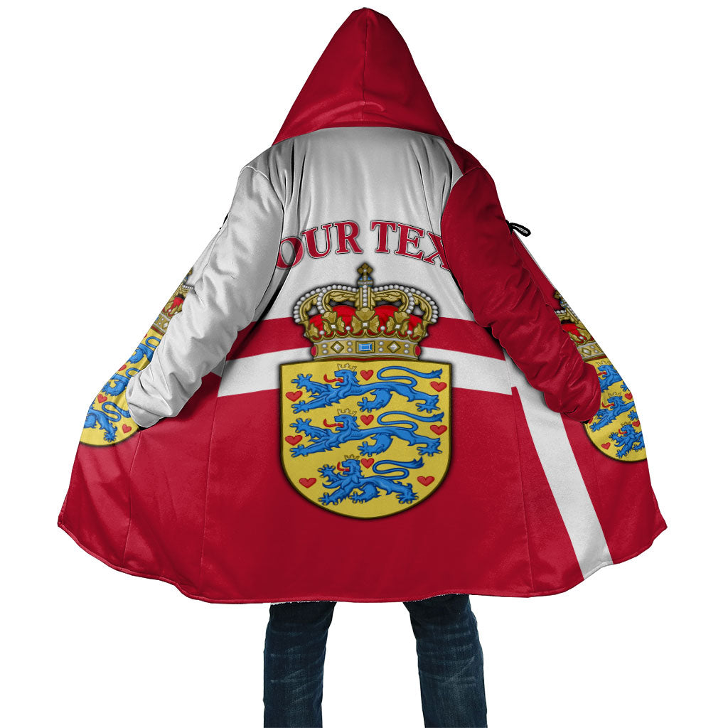 Personalized Denmark Coat Of Arms Cloak Danish Flag Heritage Graphic With Crown Symbolism