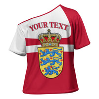 Personalized Denmark Coat Of Arms Cross Shoulder Shirt Danish Flag Heritage Graphic With Crown Symbolism