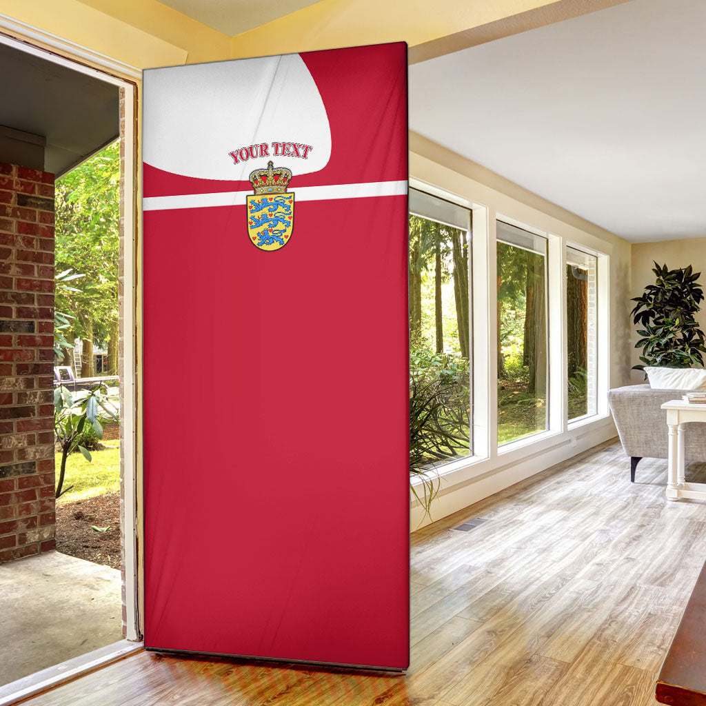 Personalized Denmark Coat Of Arms Door Cover Danish Flag Heritage Graphic With Crown Symbolism