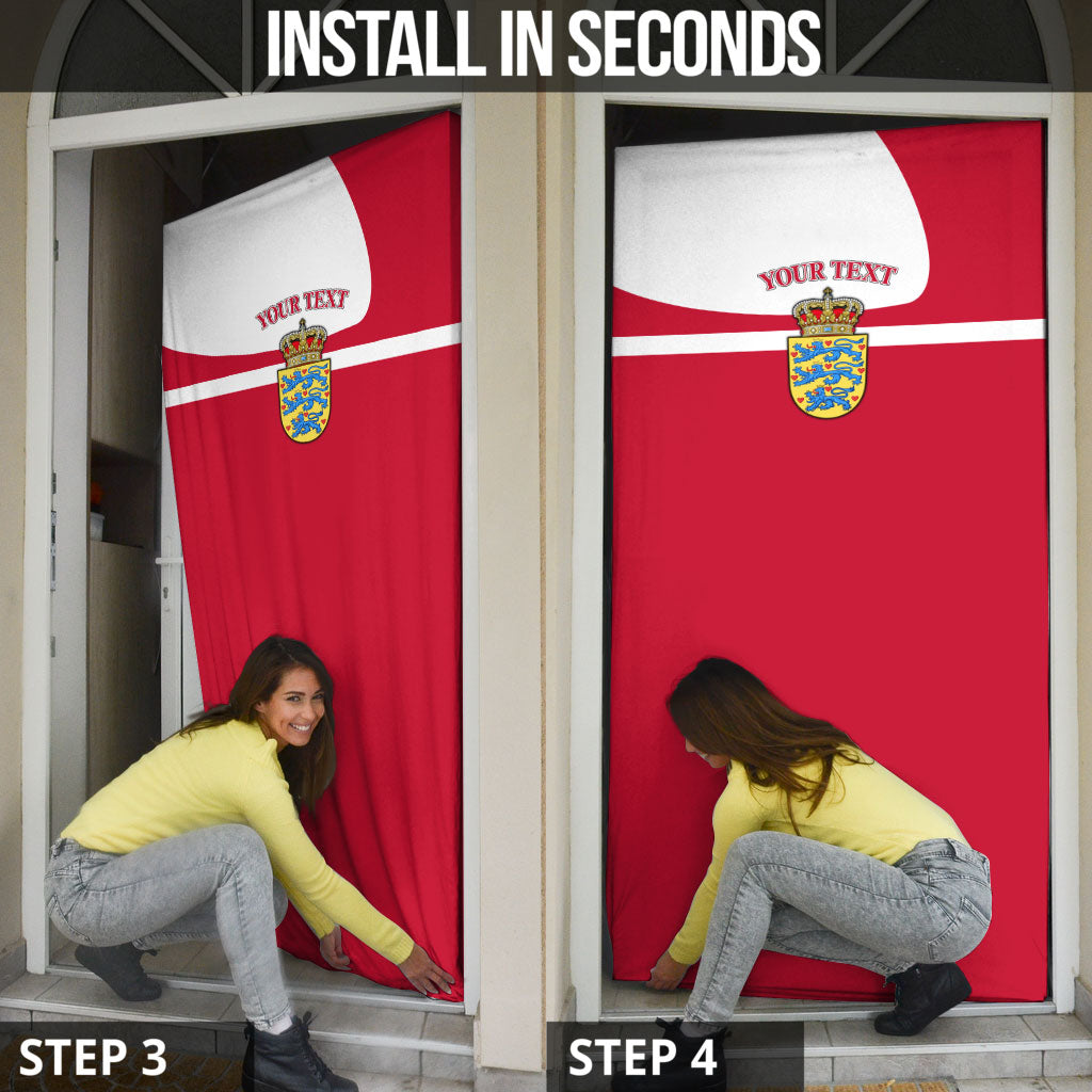 Personalized Denmark Coat Of Arms Door Cover Danish Flag Heritage Graphic With Crown Symbolism