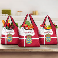 Personalized Denmark Coat Of Arms Grocery Bag Danish Flag Heritage Graphic With Crown Symbolism