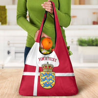 Personalized Denmark Coat Of Arms Grocery Bag Danish Flag Heritage Graphic With Crown Symbolism