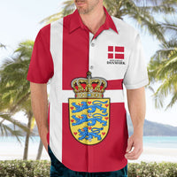 Personalized Denmark Coat Of Arms Hawaiian Shirt Danish Flag Heritage Graphic With Crown Symbolism