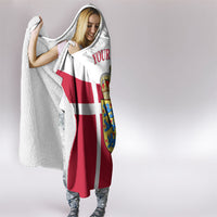 Personalized Denmark Coat Of Arms Hooded Blanket Danish Flag Heritage Graphic With Crown Symbolism