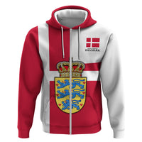 Personalized Denmark Coat Of Arms Hoodie Danish Flag Heritage Graphic With Crown Symbolism