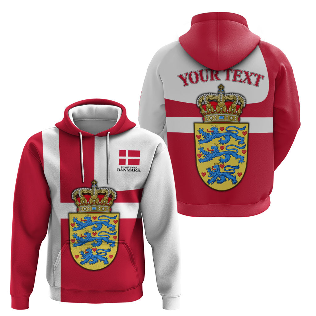 Personalized Denmark Coat Of Arms Hoodie Danish Flag Heritage Graphic With Crown Symbolism