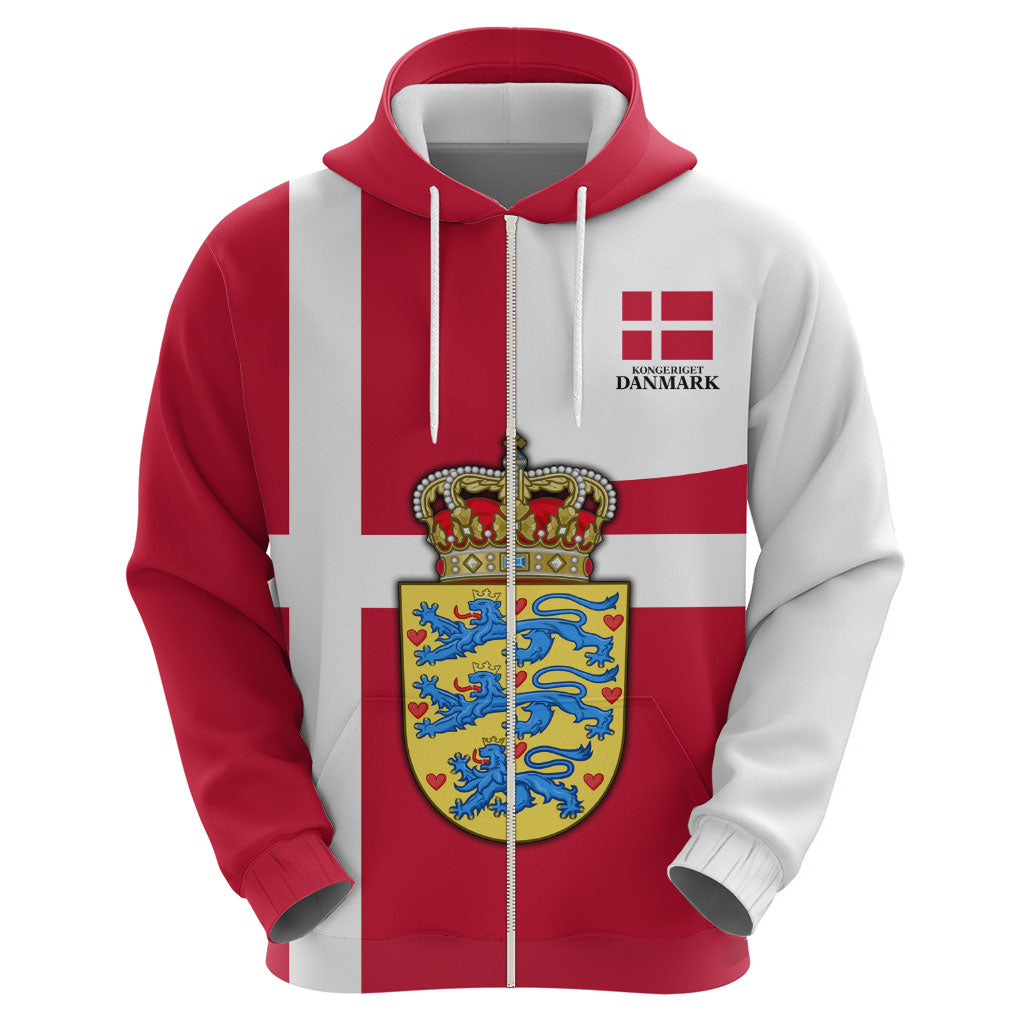 Personalized Denmark Coat Of Arms Hoodie Danish Flag Heritage Graphic With Crown Symbolism