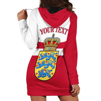 Personalized Denmark Coat Of Arms Hoodie Dress Danish Flag Heritage Graphic With Crown Symbolism